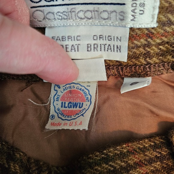 Vtg Calvin Klein Classifications Wool Trousers Brown Plaid Pleated Pants 8 Union - Picture 4 of 8